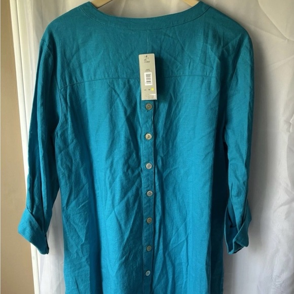 Ali Miles Teal Floral Tunic Top - Picture 5 of 6